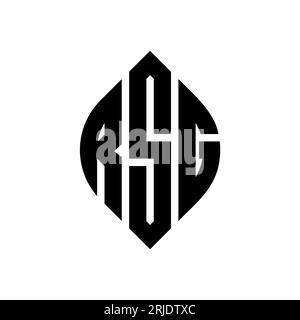 Logo RSG a lettera circolare con forma circolare ed ellisse. Lettere di ellisse RSG con stile tipografico. Le tre iniziali formano un logo circolare. RSG ci Illustrazione Vettoriale