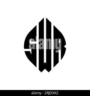 Logo SWR a forma di lettera circolare con forma circolare ed ellisse. Lettere ellittiche SWR con stile tipografico. Le tre iniziali formano un logo circolare. SWR ci Illustrazione Vettoriale