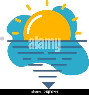 Tempo soleggiato, calore e vettore di alta temperatura Illustrazione Vettoriale