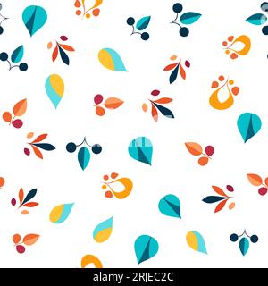 Set di forme organiche astratte motivo senza cuciture con coloratissimi doodle geometrici Illustrazione Vettoriale