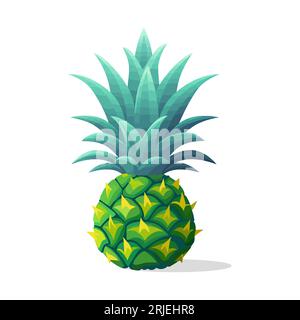Frutta dell'ananas. Icona piatta del cartone animato isolata su bianco. Illustrazione Vettoriale