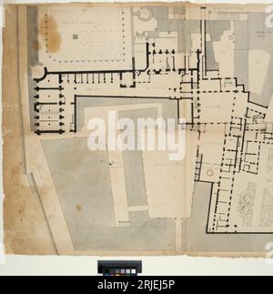 Situationsplan för Östra delarna av Palais de Justice, med Chambre des Comptes och byggnader ner til Rue de Harlay på Ile de la Cité, Parigi 1690 di Pierre Bullet Foto Stock