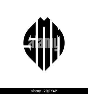 Logo SMM a forma di lettera circolare con forma circolare ed ellisse. Lettere ellittiche SMM con stile tipografico. Le tre iniziali formano un logo circolare. SMM ci Illustrazione Vettoriale