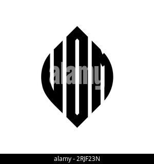 Logo UDM con lettera circolare con forma circolare ed ellisse. Lettere di ellisse UDM con stile tipografico. Le tre iniziali formano un logo circolare. UDM ci Illustrazione Vettoriale