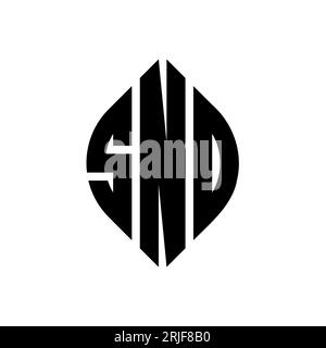 Logo SND circolare con forma circolare ed ellisse. Lettere di ellisse SND con stile tipografico. Le tre iniziali formano un logo circolare. SND ci Illustrazione Vettoriale