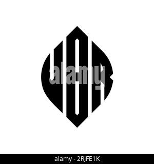 Logo VBR a lettera circolare con forma circolare ed ellisse. Lettere ellittiche VBR con stile tipografico. Le tre iniziali formano un logo circolare. VBR ci Illustrazione Vettoriale