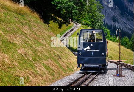 Brienz Rothorn Railway, una famosa ferrovia a cremagliera d'epoca sulla Brienzer Rothorn nelle Alpi Emmental nella regione svizzera dell'Oberland Bernese Foto Stock