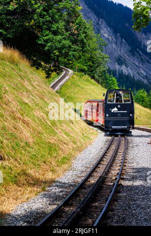 Brienz Rothorn Railway, una famosa ferrovia a cremagliera d'epoca sulla Brienzer Rothorn nelle Alpi Emmental nella regione svizzera dell'Oberland Bernese Foto Stock