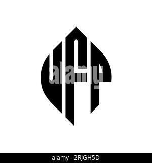 Logo VFP a lettera circolare con forma circolare ed ellisse. Lettere ellittiche VFP con stile tipografico. Le tre iniziali formano un logo circolare. VFP ci Illustrazione Vettoriale