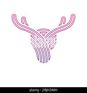 Logo astratto colorato cervo con impronta digitale. Illustrazione vettoriale Illustrazione Vettoriale