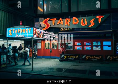 Ellens Stardust Diner vintage segno di notte, Manhattan, New York Foto Stock