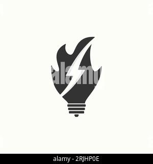 Design combinato lampadina antincendio e Thunderbolt per il tuo logo aziendale migliore. Illustrazione vettoriale Illustrazione Vettoriale