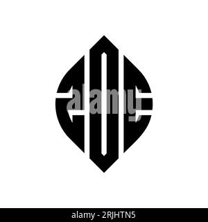 Logo con lettera circolare ZDE con forma circolare ed ellisse. Lettere di ellisse ZDE con stile tipografico. Le tre iniziali formano un logo circolare. ZDE ci Illustrazione Vettoriale