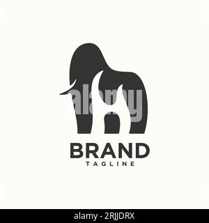 Combinazione di Elephant e lettera H il design sembra unico. Illustrazione vettoriale Illustrazione Vettoriale