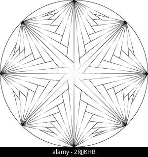 Semplice, Star Easy mandala per adulti, anziani e principianti. Disegno digitale. Illustrazione Flower, Flower, Oriental Vector. Illustrazione Vettoriale