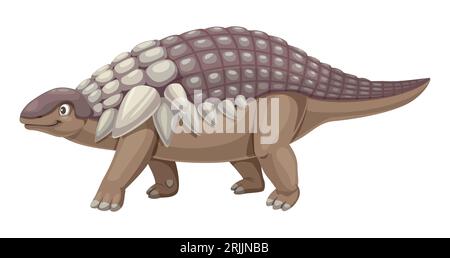 Panoplosaurus dinosauro divertente personaggio dei cartoni animati. Rettile paleontologico, animale preistorico o personaggio infantile vettoriale di dinosauro estinto. Era giurassica P Illustrazione Vettoriale