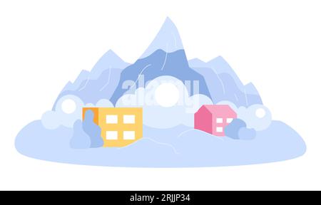 Illustrazione del punto vettoriale di concetto piatto della città di valanga Illustrazione Vettoriale