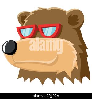 Semplice illustrazione vettoriale piatta del cartone animato della testa dell'orso. Illustrazione Vettoriale