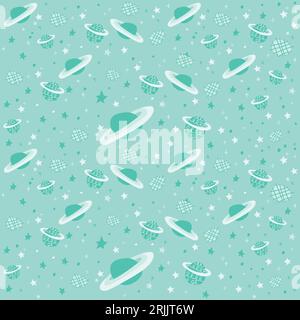 pattern senza interruzioni con pianeti, stelle e comete. illustrazione vettoriale Illustrazione Vettoriale