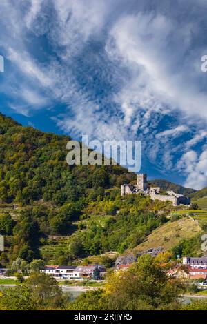 Rovine del castello di Hinterhaus (Ruine Hinterhaus), Spitz, Wachau, sito patrimonio dell'umanità dell'UNESCO, bassa Austria, Austria Foto Stock