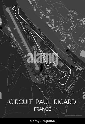 Mappa poster del circuito Paul Ricard, Francia Illustrazione Vettoriale