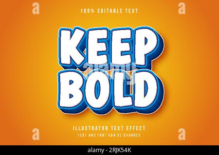 Mantieni l'effetto testo in grassetto modificabile in 3d stile fumetto moderno in blu Illustrazione Vettoriale