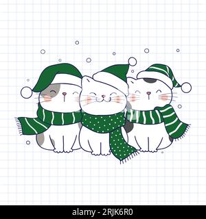 Set di simpatici gatti disegnati a mano in Pocket illustrazione vettoriale Illustrazione Vettoriale