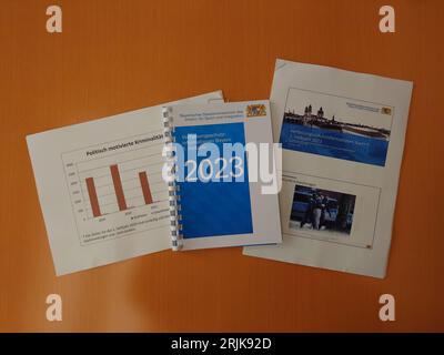 Monaco, Baviera, Germania. 23 agosto 2023. Relazione semestrale del Verfassungsschutz bavarese (servizio segreto, Ufficio per la protezione della Costituzione). (Immagine di credito: © Sachelle Babbar/ZUMA Press Wire) SOLO USO EDITORIALE! Non per USO commerciale! Foto Stock