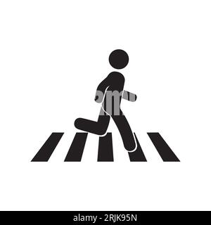 Icona attraversamento pedonale. Zebra crossing. Icona vettoriale isolata su sfondo bianco. Illustrazione Vettoriale