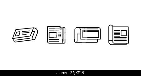 Set di icone Quotidiano. Riga di registrazione del giornale di registrazione. Icona del giornale di contorno. Giornale in lineare. Vettore di stock Illustrazione Vettoriale