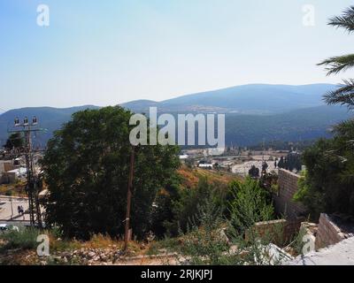 Vista panoramica dell'alta Galilea dalla città vecchia di Tzfat Foto Stock