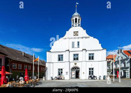 Wolgast, Germania - 15 aprile 2014: Vista sul vecchio municipio presso la piazza del mercato di Wolgast, Germania. Foto Stock
