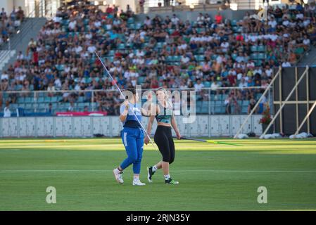 Elina Tzengko è una atleta greca di atletica leggera e giavellottista. Ed è stato nominato campione europeo nel 2022. Volos 8 luglio 2023. Grecia Foto Stock