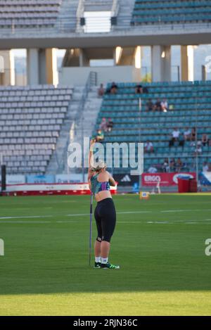 Elina Tzengko è una atleta greca di atletica leggera e giavellottista. Ed è stato nominato campione europeo nel 2022. Volos 8 luglio 2023. Grecia Foto Stock