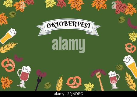 Sfondo dell'Oktoberfest . Elementi dell'Oktoberfest. Celebrazione dell'Oktoberfest Beer Festival. Illustrazione del vettore piatto Fest Concept Illustrazione Vettoriale