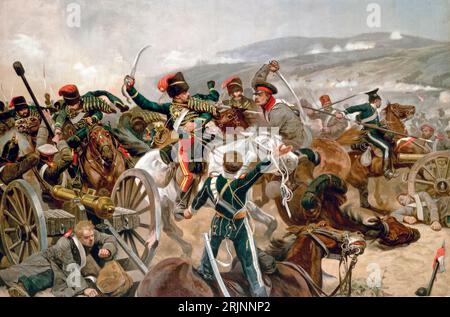 The Relief of the Light Brigade, Battle of Balaclava, Crimea War painting by Richard Caton Woodville Junior, 1897 Foto Stock