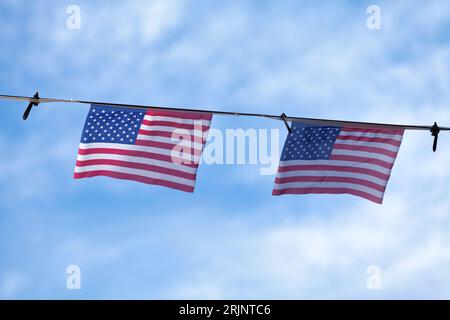 American flags bunting to celebrate 4th of July. Stock Photo