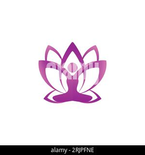 Logo astratto Lotus Flower e persone icona benessere yoga vettoriale Elements Symbol. Logo Lotus People. Logo Lotus Flower abstract. Illustrazione Vettoriale