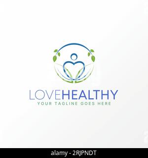 Logo design concept grafico astratto creativo segno vettoriale premium silhouette Love, loto e foglie. Relativo a cure sane meditazione yoga Illustrazione Vettoriale