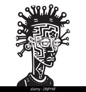 grafica vettoriale disegnata a mano con flash graffiti punk nero Illustrazione Vettoriale