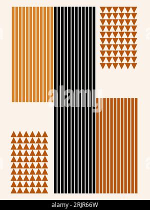 Un'illustrazione di strisce e triangoli su sfondo beige Foto Stock
