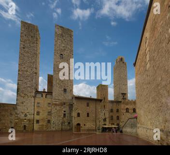 San Gimignano - September 18: Ardinghelli towers on September 18, 2016 in San Gimignano. Ardinghelli towers, double towers in San Gimignano Stock Photo