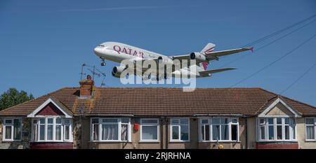 Heathrow, Londra, Regno Unito. 23 agosto 2023. Arrivi di aeromobili all'aeroporto di Londra Heathrow nell'estate 2023 Foto Stock