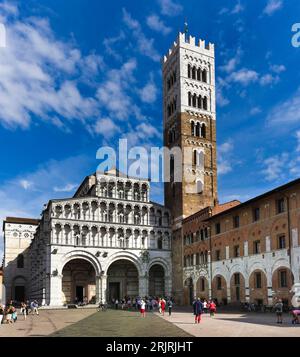 Lucca - September 15: San Martino Cathedral Lucca on September 15, 2016 in Lucca. San Martino Cathedral Lucca with Belltower Stock Photo