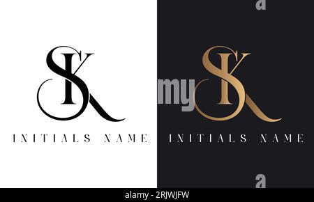 Design con logo monogramma iniziale SK o KS Luxury Illustrazione Vettoriale