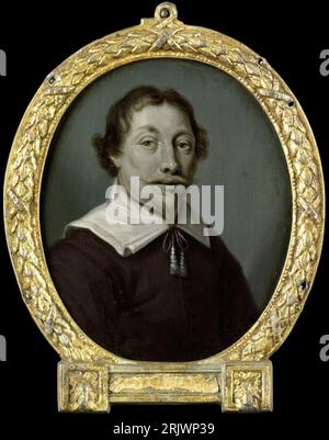 Ritratto di Jan van der Veen, farmacista e poeta a Deventer tra il 1700 e il 1732 di Arnoud van Halen Foto Stock