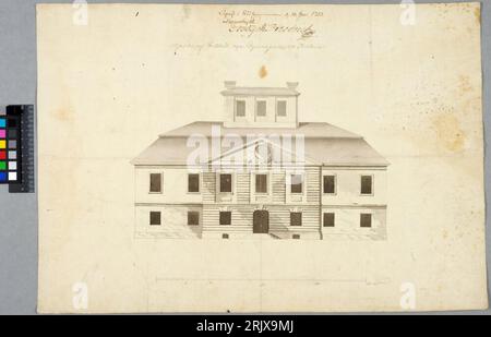 Progettazione di un edificio scolastico a Karlstad. Elevazione anteriore tra il 1752 e il 1753 di Carl Hårleman Foto Stock