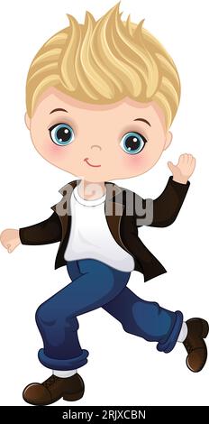 Vector Cartoon Sock Hop Fifties Dancing Boy Illustrazione Vettoriale