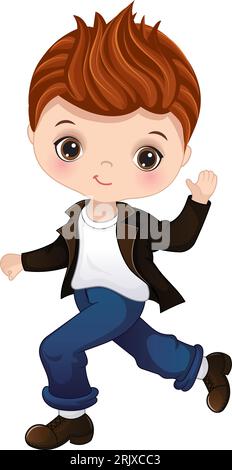 Vector Cartoon Sock Hop Fifties Dancing Boy Illustrazione Vettoriale