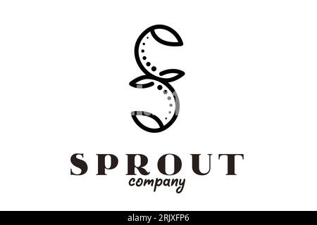 Design minimalista iniziale del logo Leaf Plant. Design biologico fresco sano Vegan prodotto logo Illustrazione Vettoriale